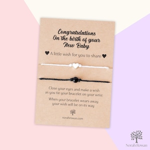 Félicitations pour la naissance de votre nouveau bébé, cadeau pour maman et papa, nouveaux parents partageant des bracelets d'amitié, cadeau pour nouveau bébé