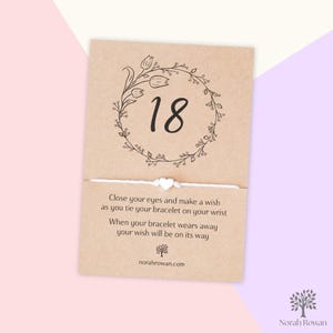 Bracelet de voeux 18e anniversaire, cadeau 18e anniversaire, bracelet d'amitié 18e anniversaire, cadeau 18e anniversaire, bijou 18e anniversaire, carte 18e anniversaire