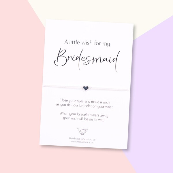 Bridesmaid Gift, Bridesmaid Wish Bracelet, A Little Wish For My Bridesmaid Bracelet, Bridesmaid Thank You Card, Bridesmaid Proposal Box