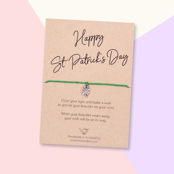 St Patricks Day Wish Bracelet, St Patricks Day Card, St Patricks Day Bracelet, Happy St Patricks Day Gift, St Patrick's, 17th March