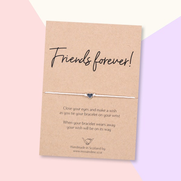 Friend Wish Bracelet, Friend Gift, Friends Forever Card, Friendship Bracelet, Make A Wish Jewellery, Jewelry For Her, BFF Gift