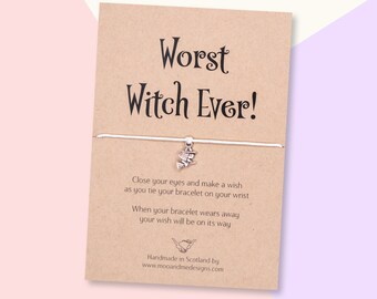 Worst Witch Ever Halloween Wish Bracelet, Halloween Card, Trick Or Treat Gift, Happy Halloween Party, Halloween Favor, Halloween Jewelry