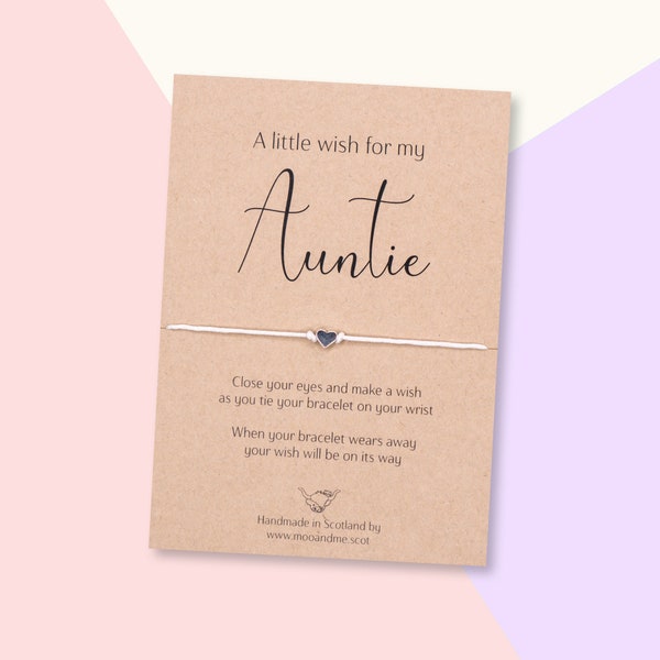 Auntie Wish Bracelet, Auntie Gift, Auntie Birthday Card, Auntie Bracelet, Auntie Friendship Bracelet, Aunty Birthday, Aunt Present