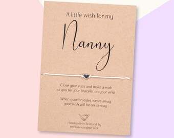 Nanny Wish Bracelet, Nanny Gift, Nanny Friendship Bracelet, Nanny Charm Bracelet, Nanny Card, Nanny Birthday Present, Mother's Day