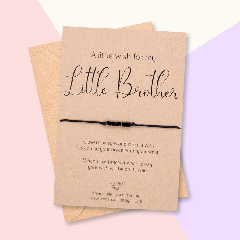 Little Brother Wish Bracelet, Little Brother Birthday Card, Little Brother Gift, Brother Friendship Bracelet, Brother Bracelet image 3