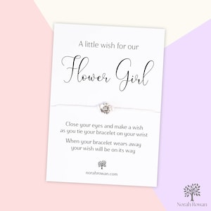 Flower Girl Wish Bracelet: Silver Flower Charm Wedding Jewellery Gift
