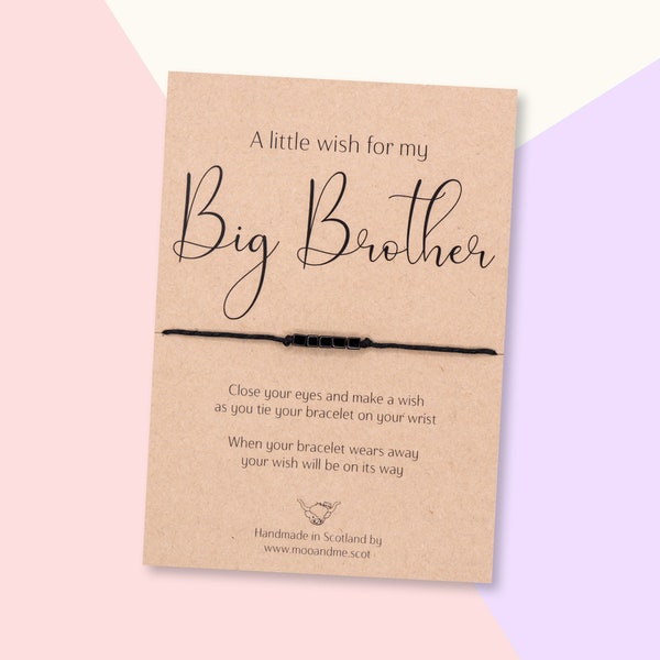 Big Brother Wish Bracelet, Big Brother Birthday Card, Big Brother Gift, Brother Friendship Bracelet, Brother Bracelet, Brother Present