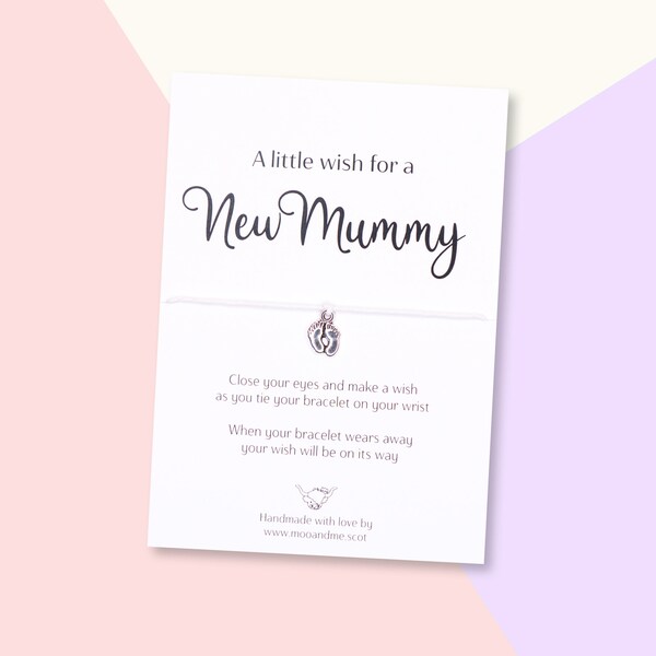 New Mummy Wish Bracelet, New Mum Card, A Little Wish For A New Mummy Gift, Mum To Be, Baby Shower Present, Mother's Day, Pregnancy Jewellery