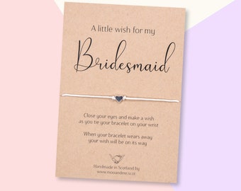 Bridesmaid Gift, Bridesmaid Wish Bracelet, A Little Wish For My Bridesmaid Bracelet, Bridesmaid Thank You Card, Bridesmaid Proposal Box