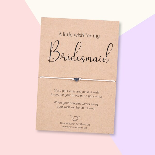 Bridesmaid Gift, Bridesmaid Wish Bracelet, A Little Wish For My Bridesmaid Bracelet, Bridesmaid Thank You Card, Bridesmaid Proposal Box