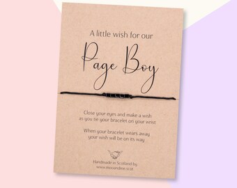 Page Boy Gift, Page Boy Wish Bracelet, A Little Wish For Our Page Boy, Bridal Jewelry, Wedding Jewellery