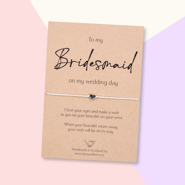 Bridesmaid Wish Bracelet, Bridesmaid Gift, Bridesmaid On My Wedding Day Card, Bridesmaid Thank You Present, Bridesmaid Proposal Box