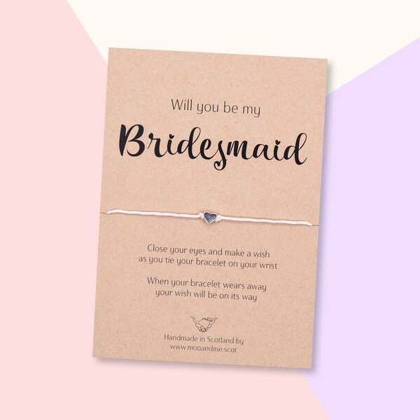 Bridesmaid Wish Bracelet, Bridesmaid Gift, Will You Be My Bridesmaid Bracelet, Bridesmaid Proposal Card, Bridal Jewelry, Bridal Jewellery