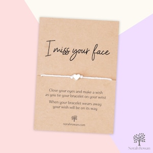 Votre visage me manque, bracelet d'amitié, bracelet de souhaits vous me manquez, cadeau pensée pour vous, cadeau à bientôt