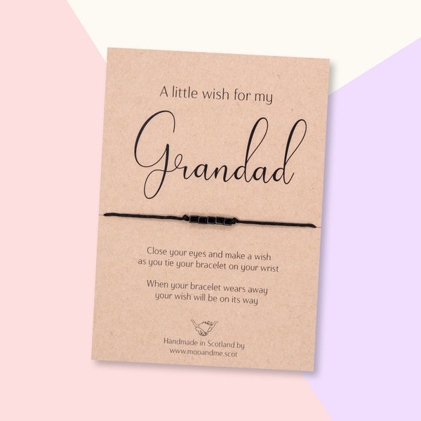 Grandad Wish Bracelet, Grandad Birthday Card, Grandad Gift, A Little Wish For My Grandfather Present, Grandfather Friendship Bracelet