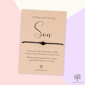 Bracelet souhait de fils, carte d'anniversaire de fils, cadeau fils, cadeau Un petit souhait pour mon soleil, bracelet d'amitié fils, cadeau du meilleur fils de tous les temps, spécial fils