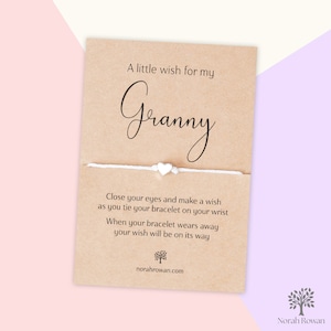 Bracelet de souhaits de grand-mère, cadeau de grand-mère, bracelet d'amitié de grand-mère, bracelet à breloques de grand-mère, carte de grand-mère, cadeau d'anniversaire de grand-mère, fête des mères