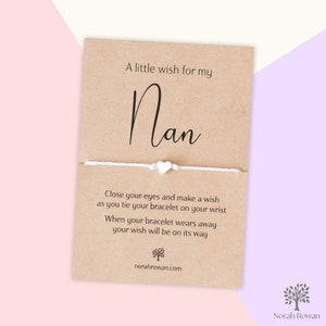 Nan Wish Bracelet, Nan Gift, Nan Friendship Bracelet, Nanny Charm Bracelet, Nan Card, Nan Birthday Present, Mother's Day