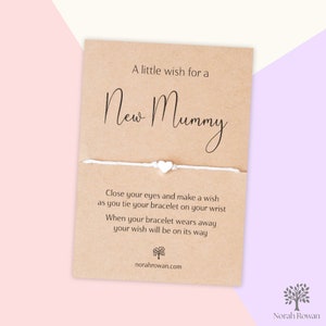 Bracelet voeux de nouvelle maman, carte de vœux pour une nouvelle maman, cadeau pour une future maman, future maman, cadeau de baby shower, fête des mères, bijoux de grossesse