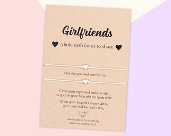 Girlfriends Wish Bracelet, Matching Bracelets for Girlfriends, Couples Bracelets To Share, Valentines Gift, Girlfriend Birthday