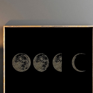 Moon Phases Foil Print, Real Gold Foil Print