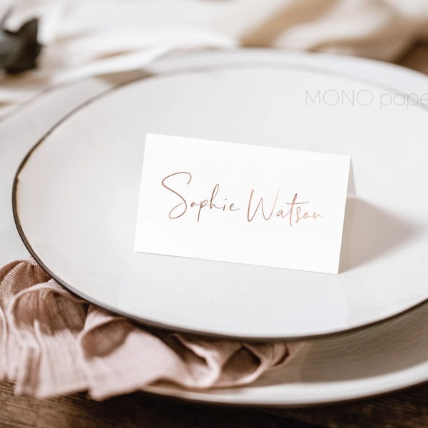 Rose Gold Foil Place Cards, Wedding Seating Cards