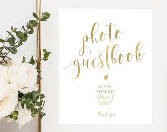 Guest Book Sign - Gold Foil Wedding Sign - Please Sign our Guest Book - Reception Sign - Real Gold Foil Print