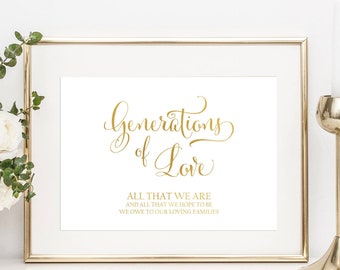 Generations of Love Wedding Sign - Family Thank You Sign - Elegant Reception Sign - Ceremony Sign - Wedding Decor Ideas - Inspiration