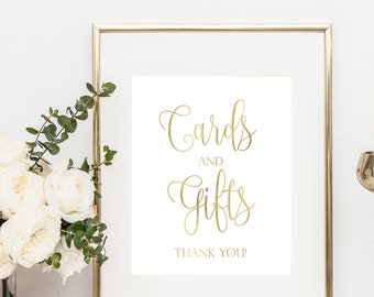 Cards and Gifts Wedding Sign - Gold Foil Wedding Sign - Reception Sign - Real Gold Foil Sign - Wedding Decor Inspiration