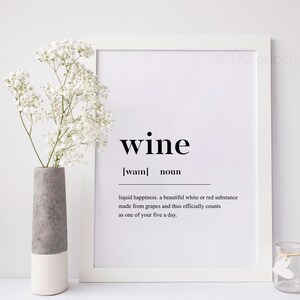 Wine Definition Print - Home Decor - Contemporary Wall Art - Gift Idea - Wine Print - Home Print - Definition Prints- Kitchen Poster Gift