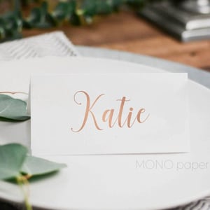 Custom Gold Foil Place Cards, Wedding Name Cards, Foldover Place Cards, Rose Gold Dinner Seating Cards, Escort Card