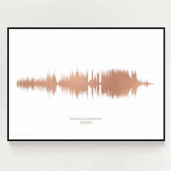 Custom Sound Wave Art Print - Rose Gold Foil - Gift Idea - Song Wall Art - Voice Art Decor - Custom Soundwave Art - Contemporary Wall Art