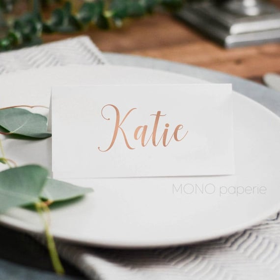 50 Personalised Wedding Table Name Cards Place Cards Banquet Rose Gold Foil Card