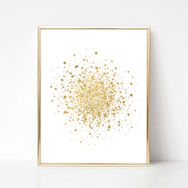 Dots explosion Gold Foil Print, Contemporary Wall Art, Modern Wall Decor, Abstract Art