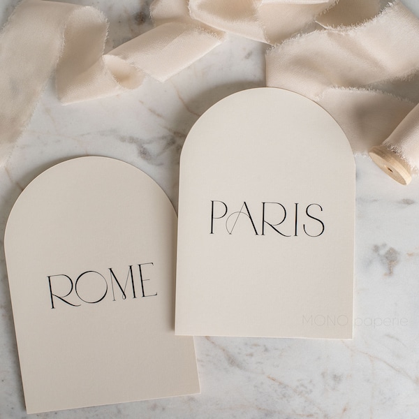 Arched Table Name Cards, Personalised Table Names, Custom Table Name Cards