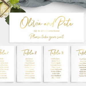 Gold Foil Seating Plan, Wedding Seating Plan, Party Table Plan