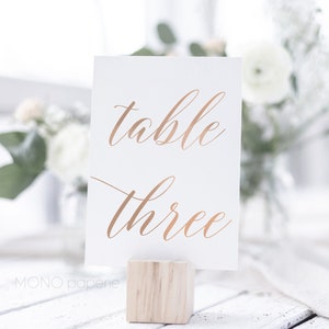Tarjetas de números de mesa - Números de mesa de lámina de oro - Números de mesa de boda - Tarjetas de mesa de oro rosa - Decoración elegante - Boda
