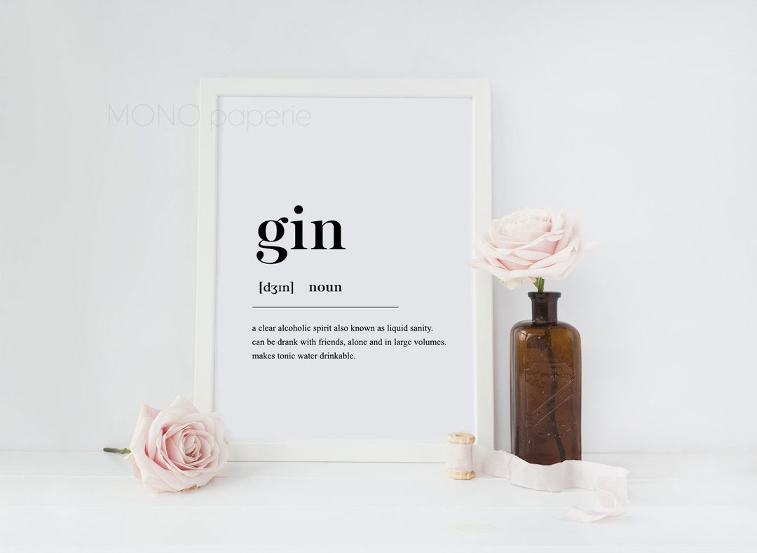 Gin Definition Print Home Decor Contemporary Wall Art Etsy UK