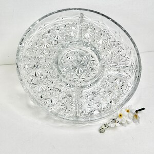 Vintage Indiana Glass Relish Tray: Daisy and Button 5-Part Serving Dish