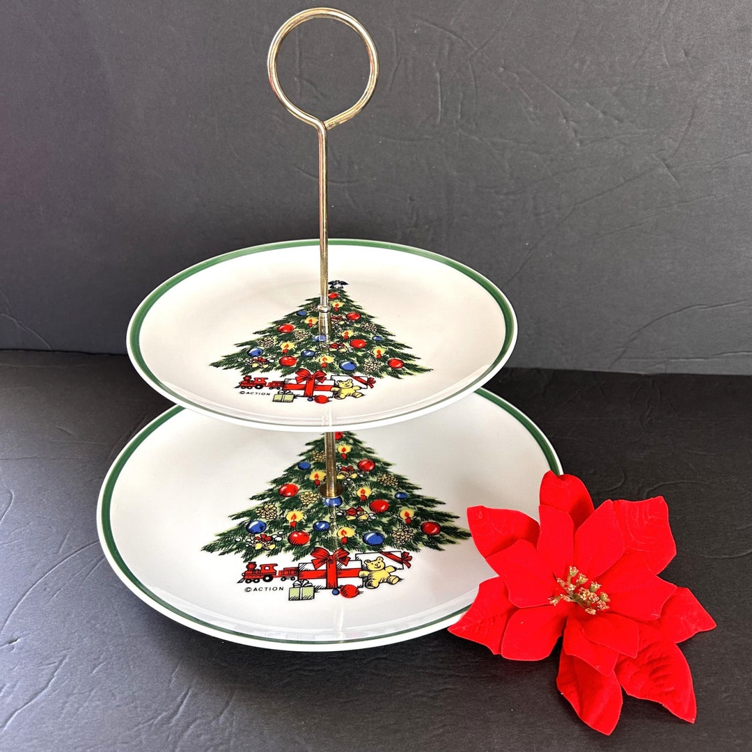 Vintage Christmas Plates Two Tier Mount Clemens China Made Etsy
