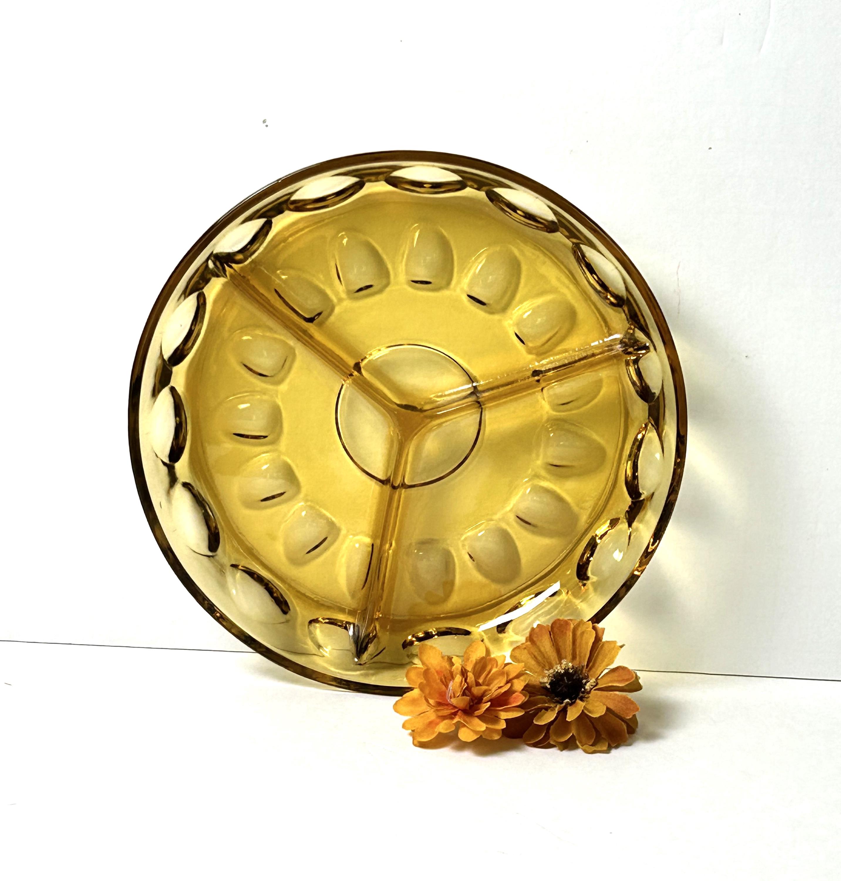 Hazel Atlas Amber Relish Dish: 3-part Serving Tray - Etsy