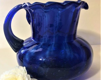 Vintage Hand Blown Glass Pitcher, Mothers Day Gift, Kitchen Gift for Her, Housewarming Gift, Birthday for Her Gift, Bestie Gift