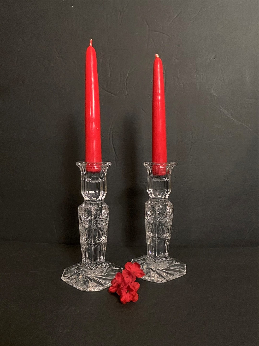 Violetta Crystal Candle Holders, Polish Crystal, Home Décor, 24 Leaded Crystal, Elegant