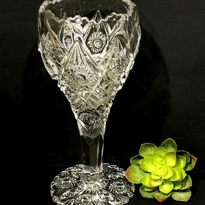 Vintage Imperial Glass Vase: Mid-Century Thunderbolt Pattern Chalice