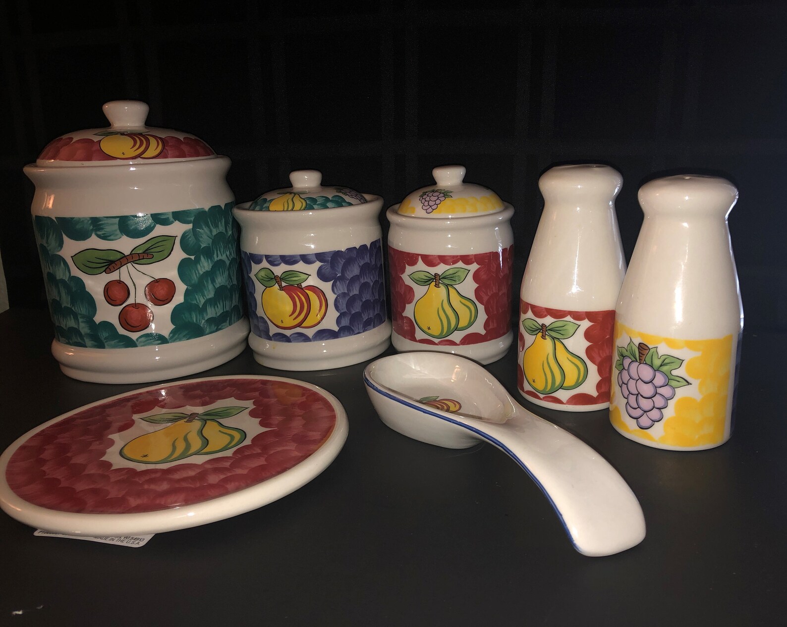 Vintage Tabletops Unlimited Ceramic Canister Set Italian Fruit Etsy