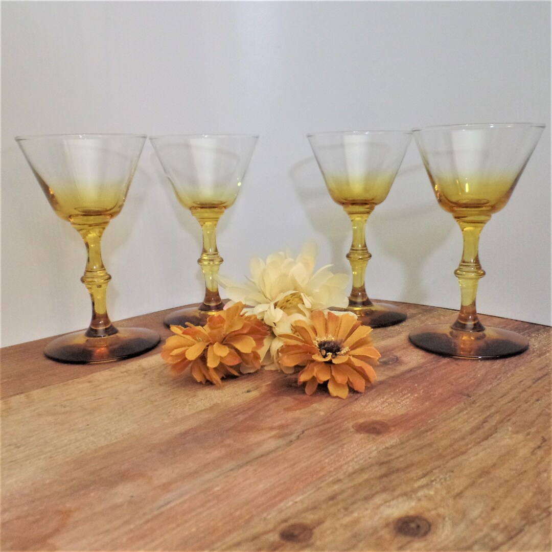 Libbey Amber Cordial Glasses Mid Century Barware Glasses Etsy