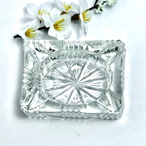 Vintage Cut Crystal Ashtray: Mid Century Tobacciana Decor