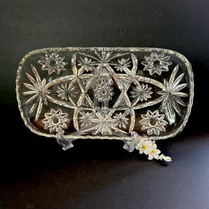 Vintage Anchor Hocking Prescut Clear Glass Tray: Star of David Design
