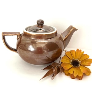 Fraunfelter Teapot, Brown Lusterware, Rare Teapot, Art Deco Teapot, Teapot for One, Tea Lovers Gift, Vintage Small Teapot, Teapot Gifts