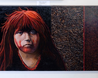 Navajo Kinaalda - Mystery of Womanhood Ceremony - Original Mixed Media Acrylic Painting "Why is My Face Red?"